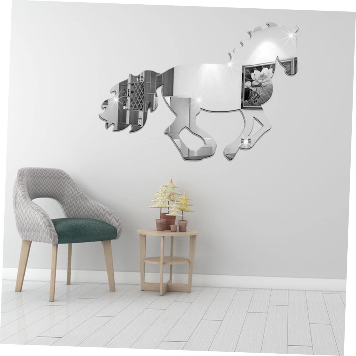 Uonlytech 4 Feuilles Acrylique Miroir Autocollant Miroir Pour Chambre Autocollants Pour Hommes Carrelage Stickers Acrylique Stickers Muraux Bricolage Cheval Décoration Murale