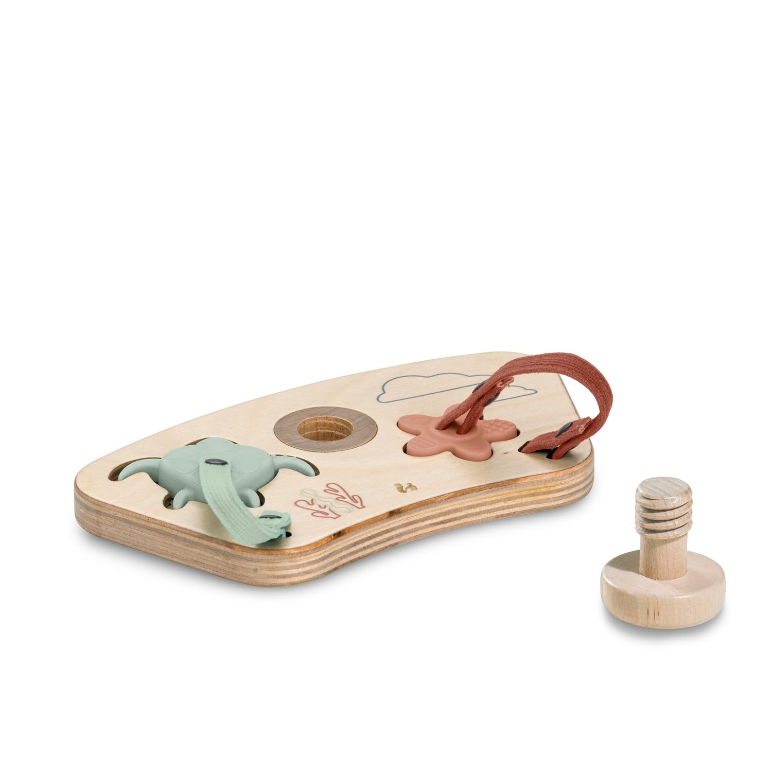 hauck Juego Encajables Bebé para Alpha+, Beta+ y Arketa - Puzzle para Niños de Madera y Silicona Alimentaria - Estimula Coordinación Mano-ojo - Juguetes desde 10 Meses - Turtle & Flower