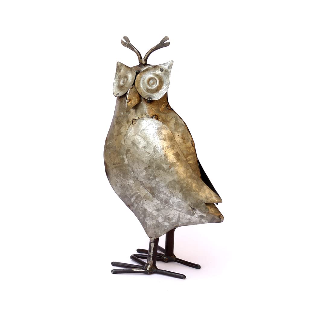 DeKulture Handcrafted Recycled Iron Owl Figurine - Decorative Garden Statue & Indoor Outdoor Showpiece for Home, Office, Balcony (5.5x4.0)-image-15