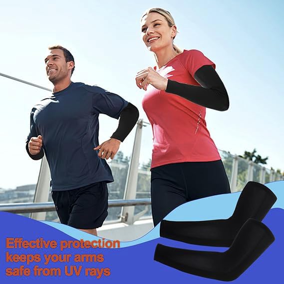 2 Pair Compression Leg Sleeves and Arm Sleeve,UV Protection & Full Leg Coverage,Anti-Slip Silicone Grip,White & Black4