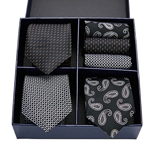 Set de corbatas clásicas de seda para hombre en caja de regalo