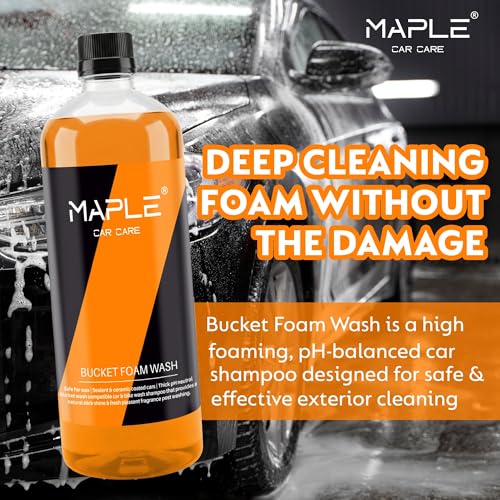 Image of Maple Car Care Bucket Foam Wash Shampoo for Car 1 Litre | High Foaming, pH Neutral Car Shampoo| Ceramic Coating Safe Car Wash Shampoo| Deep Clean, Shine & Dirt Removal | Quick Dirt Removal Car Shampoo