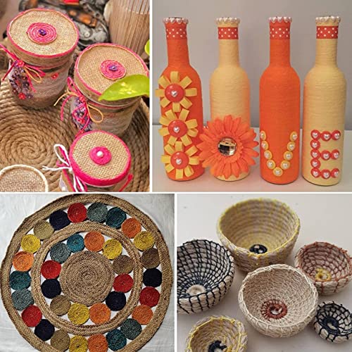 Image of ecofynd Single String Color Jute Cord | Natural Hemp Rope for Wall Hanging, Plant Hanger Gift Wrapping, Garden Art | Thread Material for DIY Craft Projects, (2mm, 130 Meters, Baby Pink)
