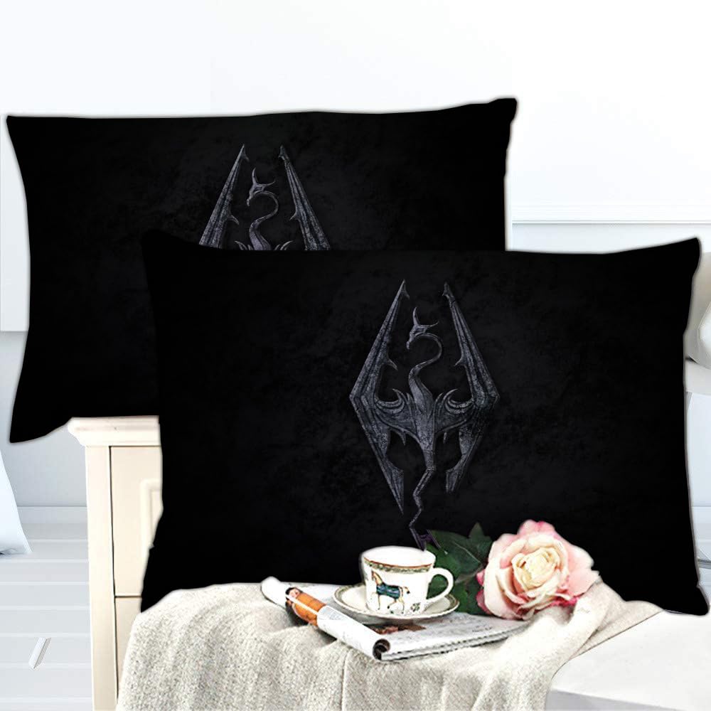 Ste-X Bettbezug-Set „Elder Scrolls V Skyrim“ Mit Passenden Kissenbezügen, 100% Baumwolle, Fadenzahl 120 Garantiert, Schutzbezug, Premium, Extra Weich (TESVS 05,135x200cm)