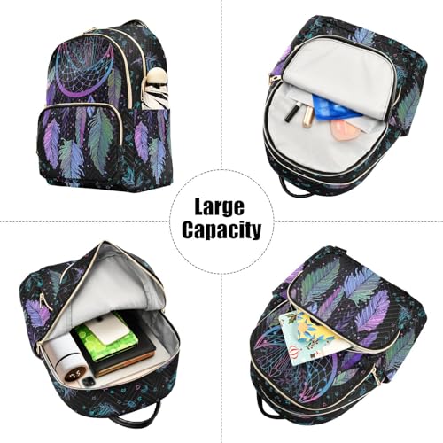 Image of Women Fashion Backpack Purse Dreamcatcher Rucksack, M | Casual Lightweight Quilted Daypack Ladies Bag for College Travel Work
