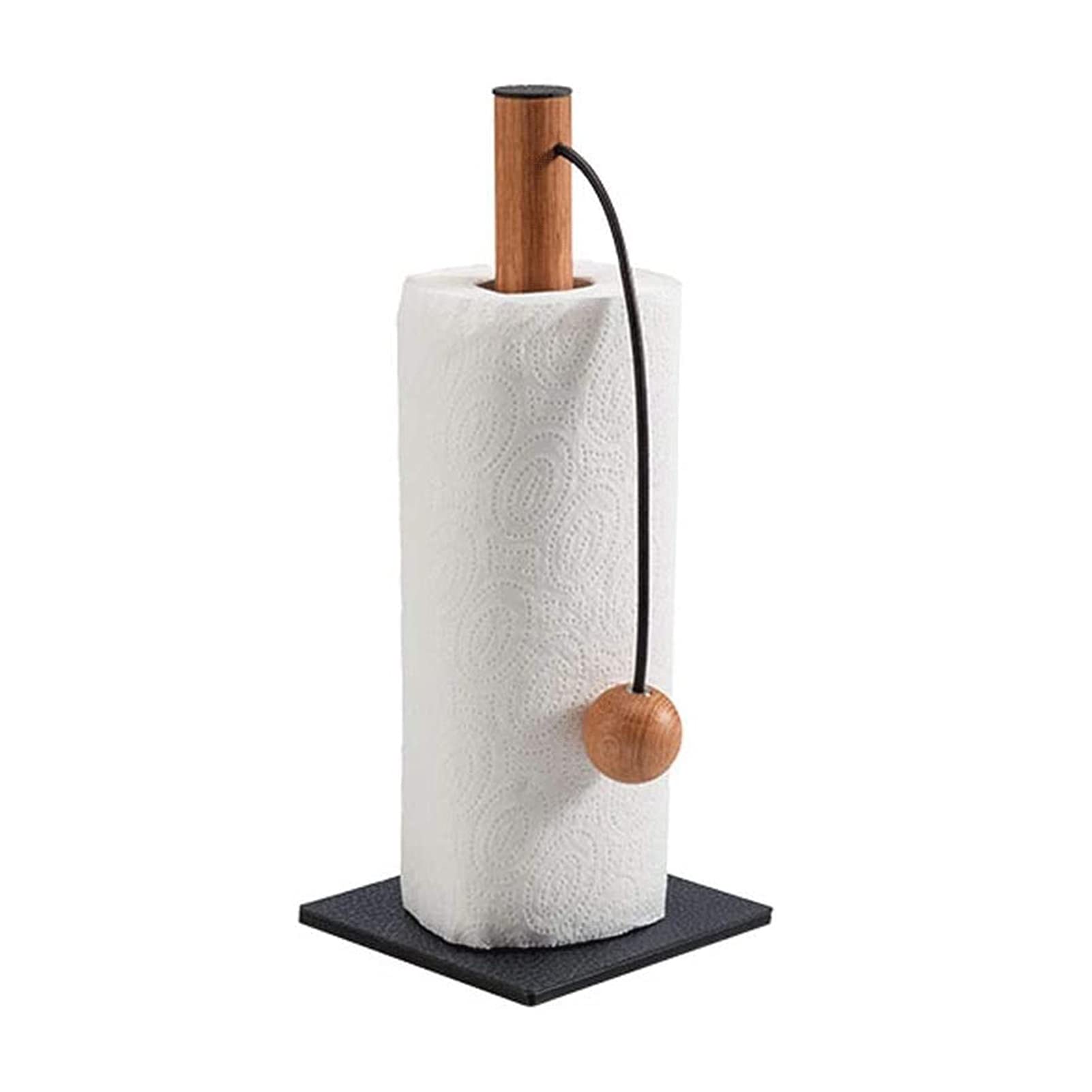 Porte rouleau papier toilette Porte-Papier Hygiénique for Cuisine Porte-Serviettes en Papier en Bois de Chêne Porte-Rouleau de Papier de Comptoir avec Support de Mouchoirs en Acier et Cuir Recyclé Por