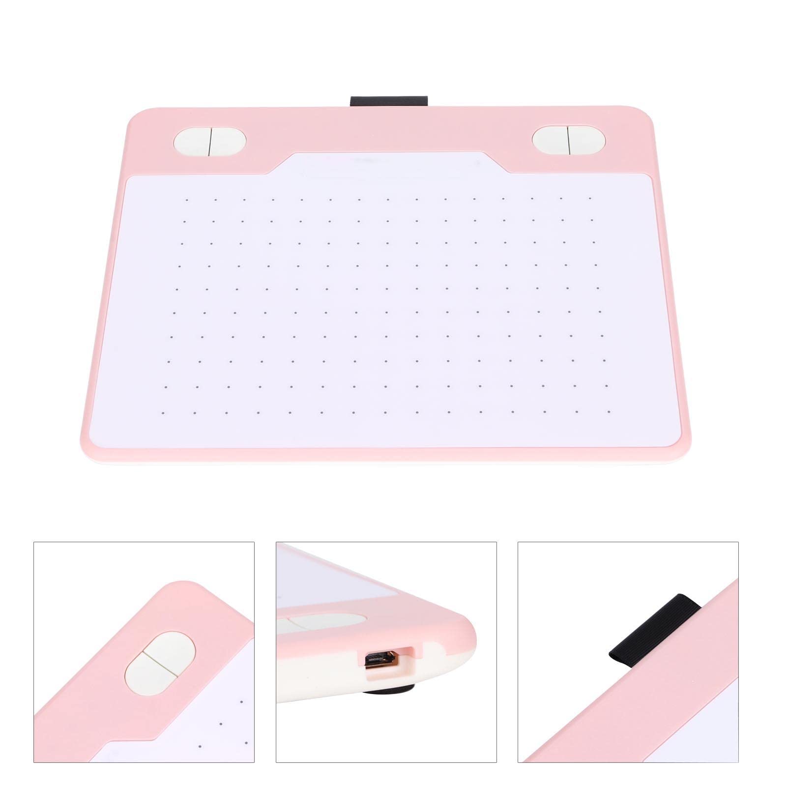 Tableta Gráfica de 6.1 X 3.9", Tableta Digital Reconocimiento Automático Resolución 5080LPI Soporte de Tableta de Dibujo Gráfico para Teléfonos Y Tabletas Android, para Win Y para Tabletas(rosa)