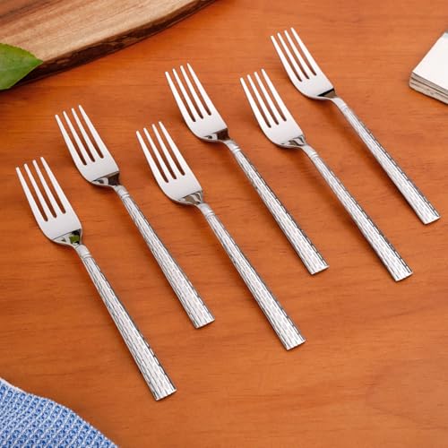 Image of Nestasia Stainless Steel Cutlery Set of 12 (18cm Each) - Dishwasher Safe & Rust Resistant Spoon & Fork Set - Embossed Cutlery Set for Dining Table, Kitchen & Gifting