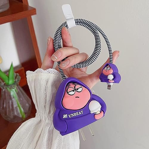 Image of Rycore 3D Cartoon Charger Protector Case for iPhone,Silicon Charger Case Cover for 18W-20W iPhone 15 14 13 12 11 Pro Max Fast Charging USB- C Adapter with Extra 360 Degree Protection and Cable Spiral