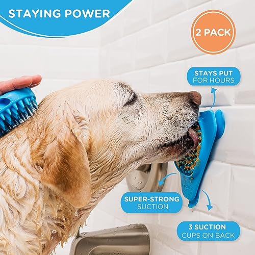 Aquapaw Premium Lick Mat for Dogs – 2 Pack | Dog Bath Slow Feeding Mat for Food, Treats & Peanut Butter | Anxiety Relief Dog Bathing Supplies | Dog Lick Mat with Suction Cups – Blue Aquapaw Premium Lick Mat for Dogs – 2 Pack | Dog Bath Slow Feeding Mat for Food, Treats & Peanut Butter | Anxiety Relief Dog Bathing Supplies | Dog Lick Mat with Suction Cups – Blue