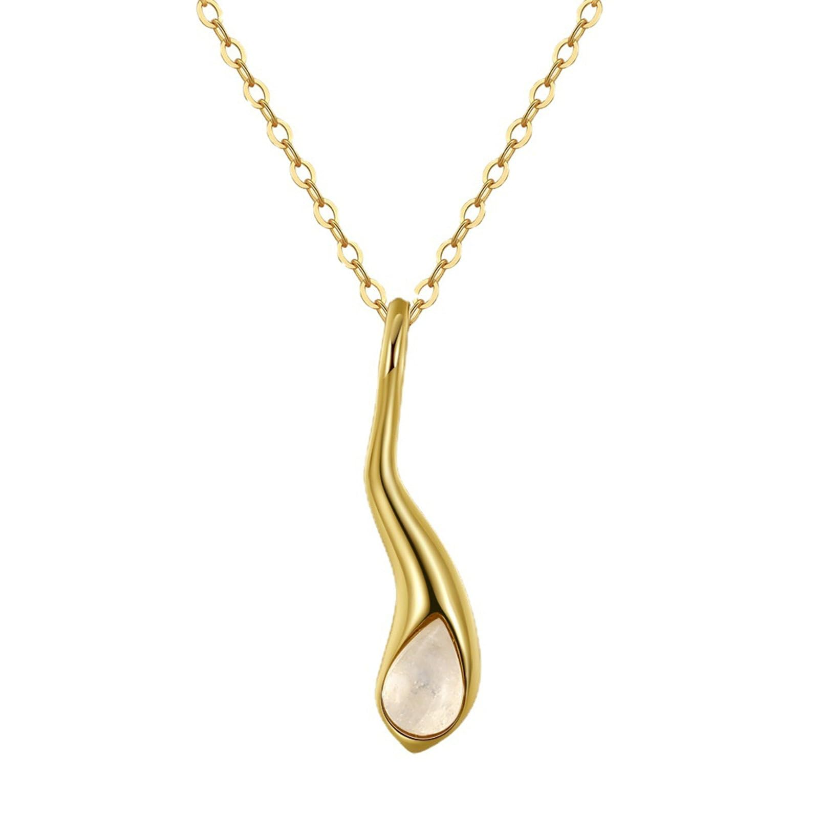 Collana con Pendenti Donna in Argento Bianco Collana Pendente Goccia d'Acqua Pietra di Luna