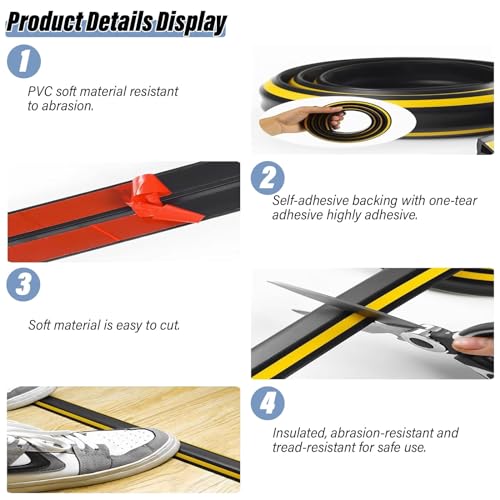 Canaleta para cables de PVC flexible autoadhesiva, protector de cables para pisos y paredes, forma semicircular, para ocultar cables de TV, computadora y alimentación (Gris, 1 m) miniatura 4