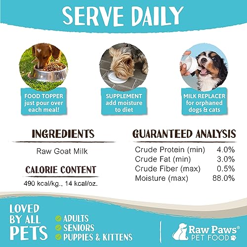 image for Raw Paws Raw Unpasteurized Goat Milk for Dogs & Cats, 16-oz, 14 Pack -