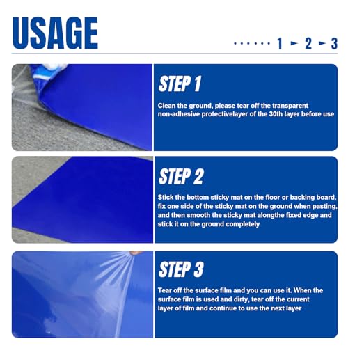 Image of TCE AD08012U Torin Adhesive /Sticky /Tacky Mats: Collects and Removes Dirt and Dust for a Clean Home, Laboratory, Hospital, Warehouse and More - Includes 4 Boxes of 30 (120 Total) 24x36 inch Sheets, Blue