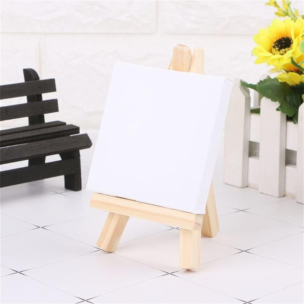 SAeWare Stand Display Tavola da Disegno 7 * 12 Cm Mini Tela e Legno Naturale Set per Arte Disegno Artigianato/Bianco (Bianco 7 cm x 7 cm)