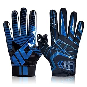 ACESHIP Football Gloves Adult Football Receiver Gloves,Enhanced Performance Football Gloves and High Grip Football Gloves for Adult and Kids (XS-S Youth, Blue)