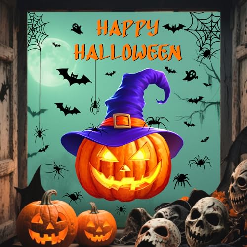 Vinilo decorativo Halloween grande con calabaza y murciélago miniatura 4
