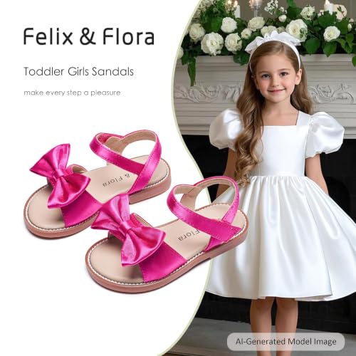 Image of Felix & Flora Toddler Girl Sandals - Little Girl Easter Dress Shoes Lightweight Open Toe Beach Holiday Flats