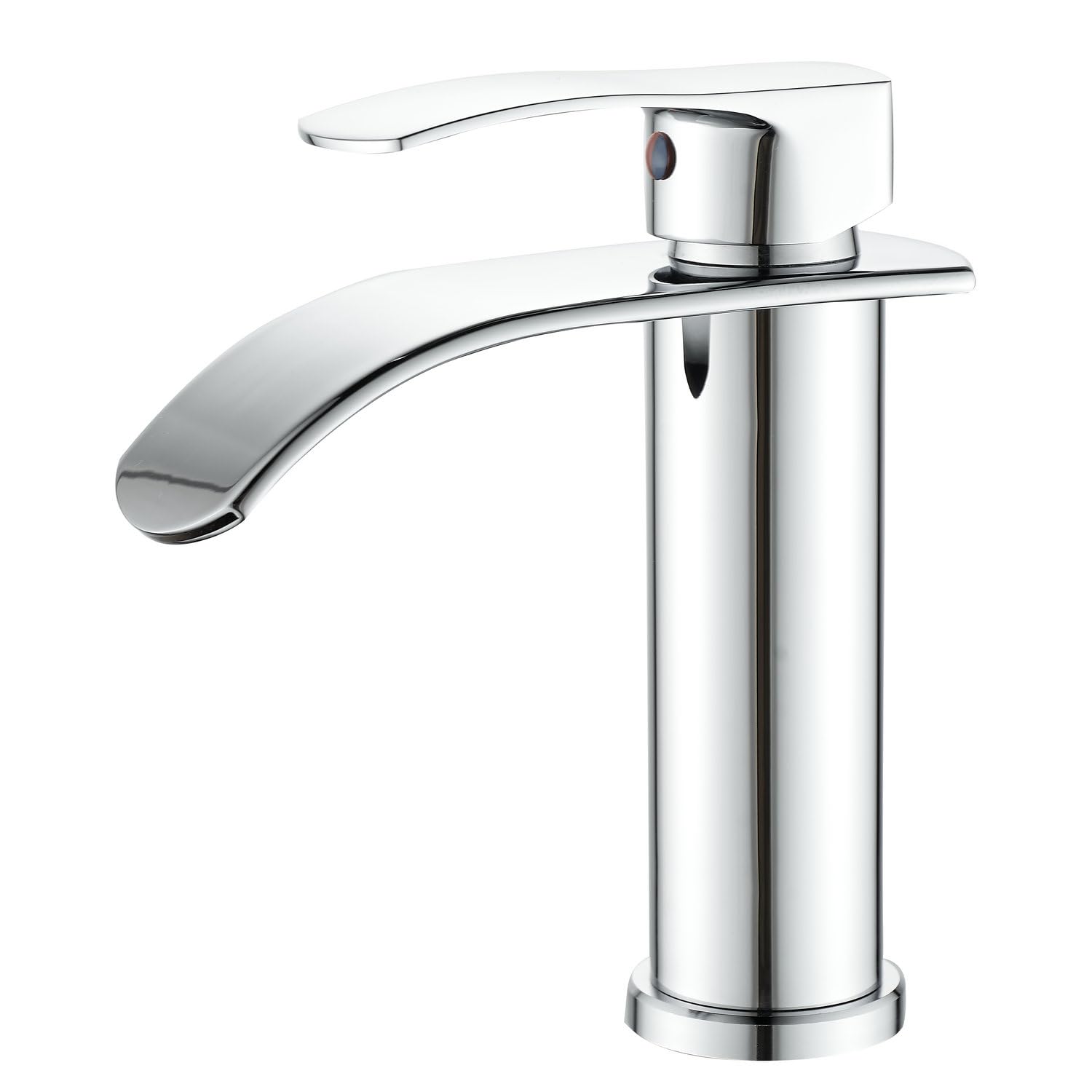 Beelee Robinet de lavabo cascade monotrou avec raccord d'eau froide et chaude G3/8", chromé, robinet moderne pour lavabo de salle de bain