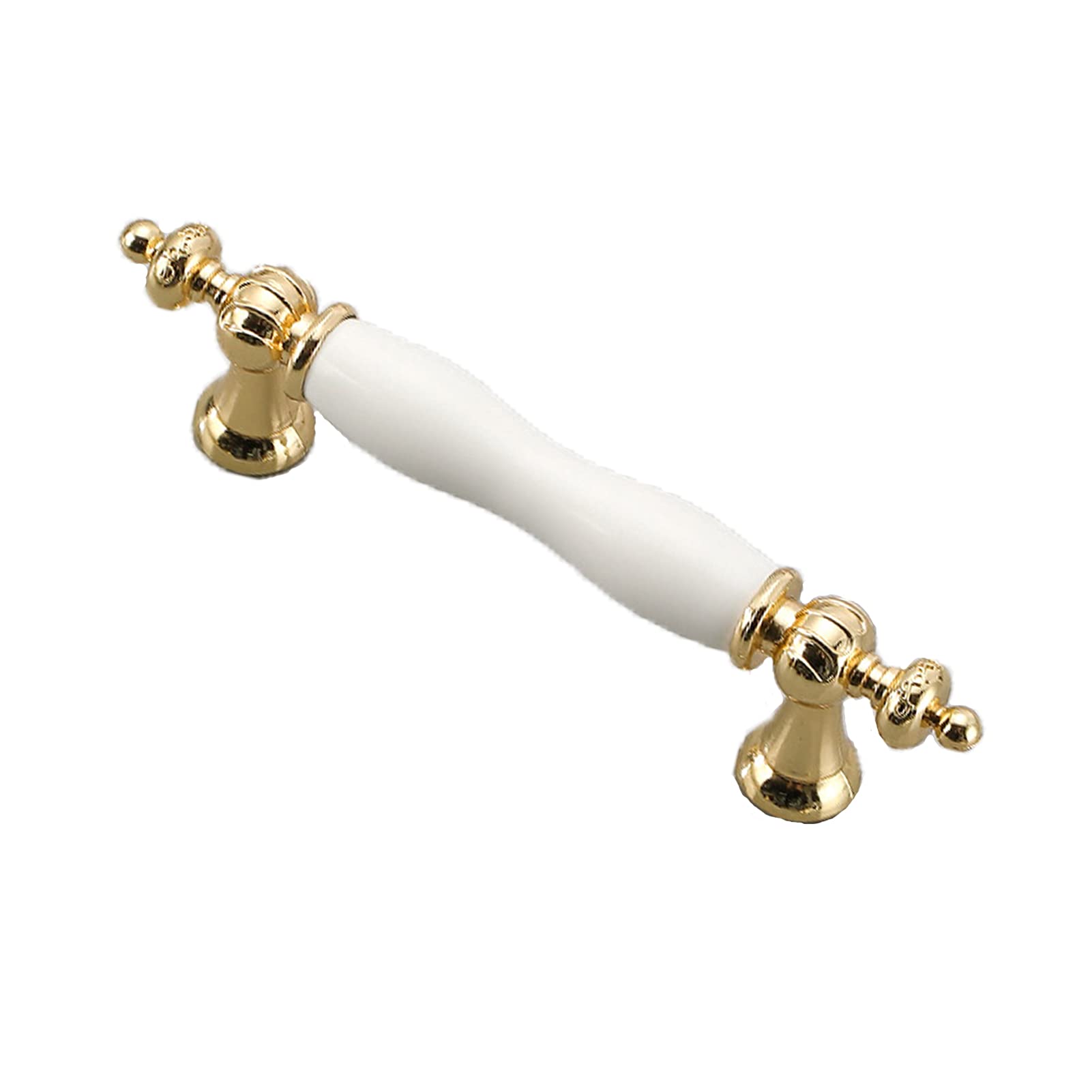 Jiaolun123 Gold,White Cabinet Handles Bow Door Pulls Ceramics Kitchen Cupboard Handles Drawer Handles Bathroom Handles Cabinet Knobs Door Levers Pull Handles Hardware,Gold+White (Hole Distance 96Mm)
