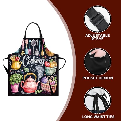 Image of Nuxovilar Cute Cooking Kitchen Apron, 26.77 * 30.7 Inches, Essential for Kitchen Cooking, Baking, Festive Gatherings
