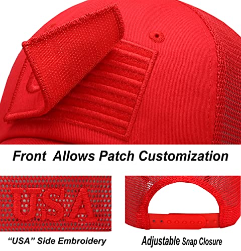 Image of Antourage American Flag Unconstructed Unisex Mesh Snapback Baseball Hat Cap for Men and Women +2 Patriotic Patches Included