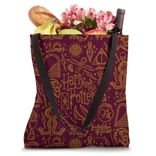 Bolso tote con collage de arte lineal de íconos de Harry Potter miniatura 4