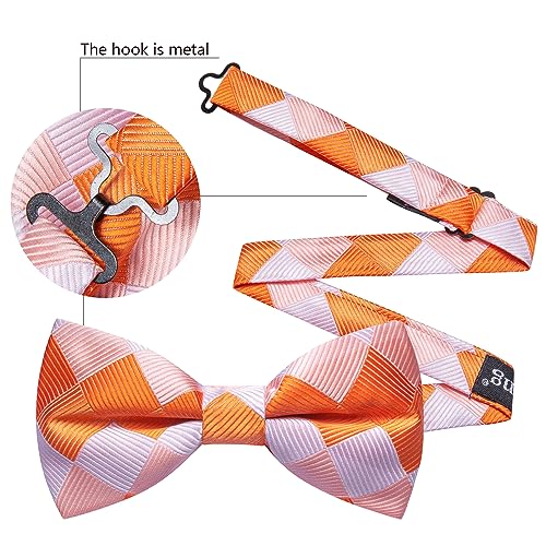 Image of YOHOWA Mens Bow Tie Set Paisley Coloful Pre-tied Bowties Adjustable with Handkerchief Cufflinks Wedding Prom Party