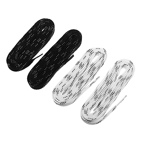 Lacets de hockey pour patins à glace adultes VALICLUD 6 paires plat élastiques noir blanc