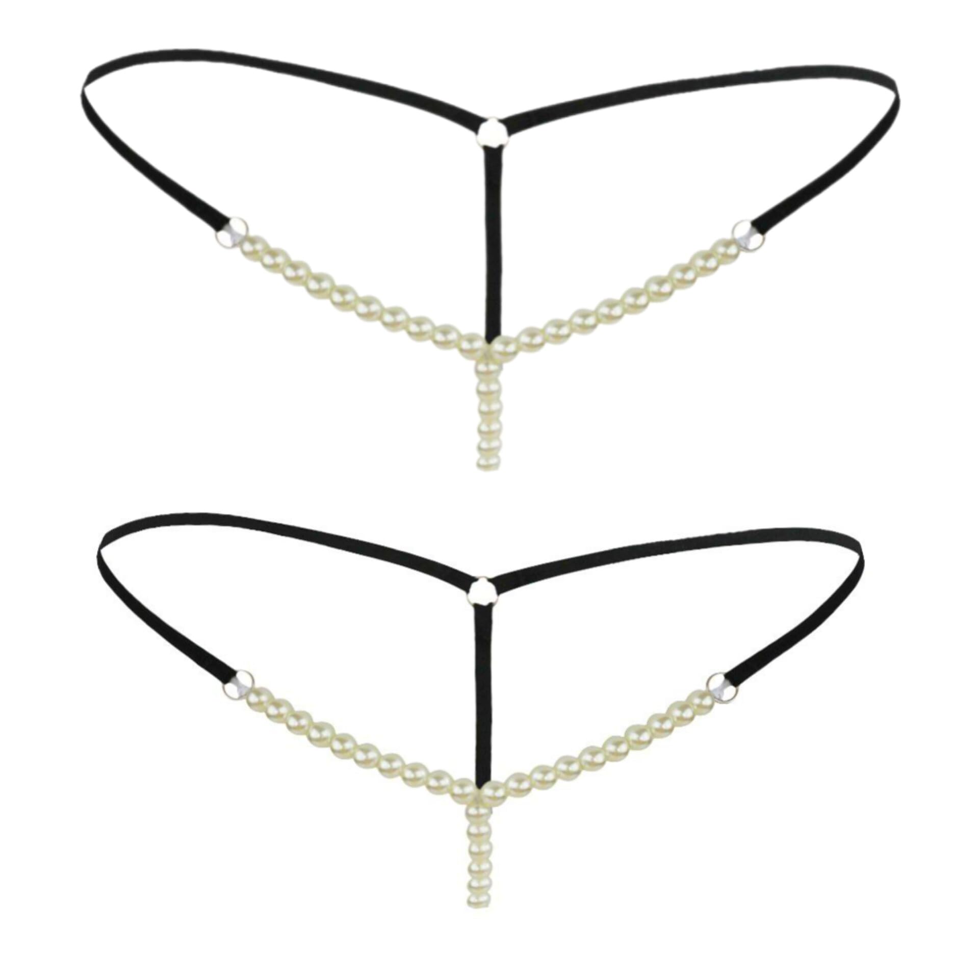 Women's White Pearl Beaded Erotics Pendant Sexy & Hot G-String Thongs, Seamless Underwear, Hipster Panties Stretchy and Bamboo Briefs Boyshort Bikini, Pack of 2-image-29