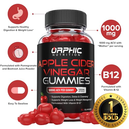 Apple Cider Vinegar Gummies - 1000mg - Formulated to Support Normal Energy Levels & Gut Health - Supports Digestion, Detox & Cleansing - ACV Gummies W/VIT B12, Beetroot (120 Gummies) - Image 3