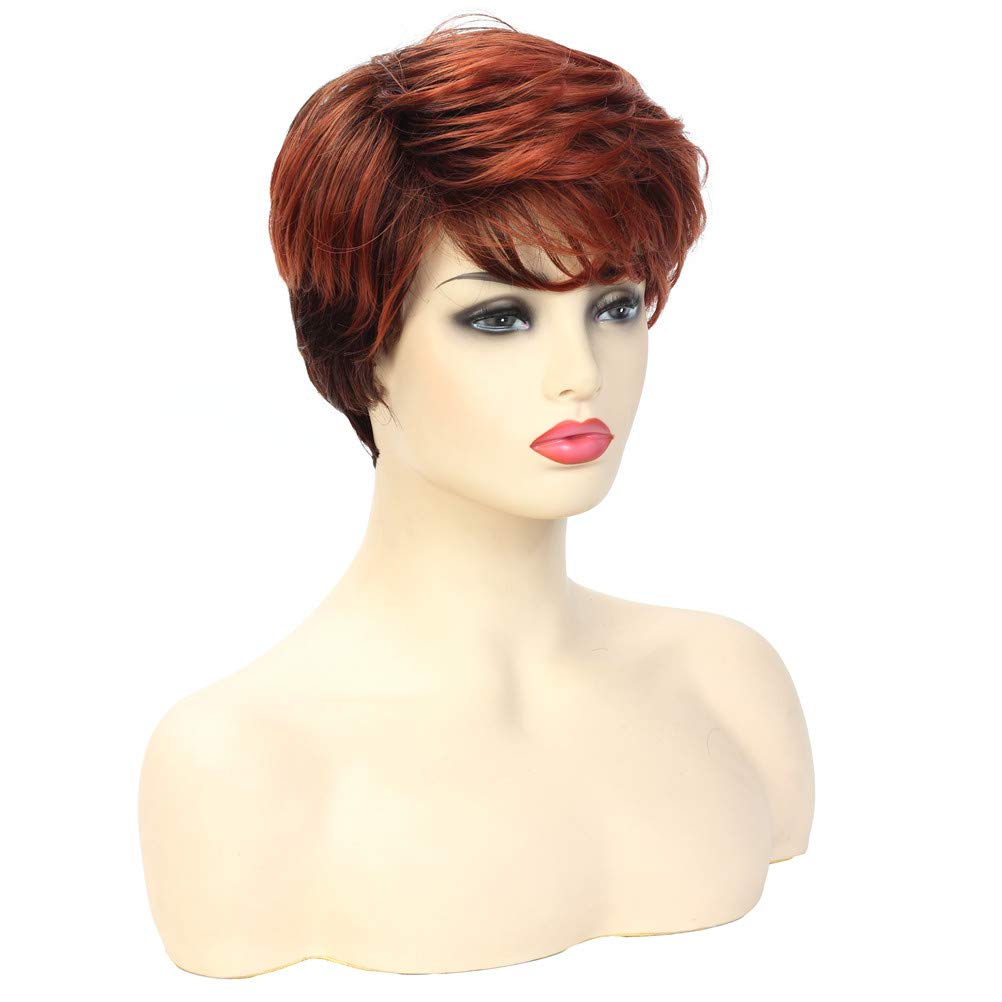 Joy&luck Fashion Short Wig Natrual Straight Ombre Orange Color Wig Synthetic Wigs for Women Daily Wig