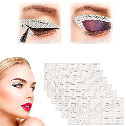 Quick Eyeliner Eyeshadow Stencils 6Set,24 Pcs Eyeliner Stencils & Eyeshadow Stencils Kit, All in One Eye Makeup Tool for Perfect Smokey Eyes or Winged Cat Eyes Tip Look