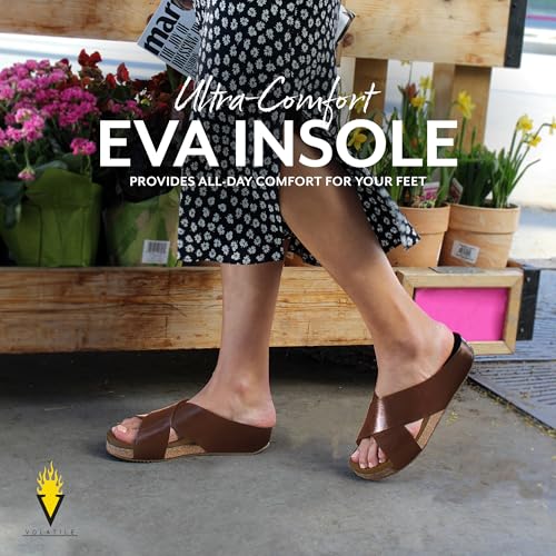 VOLATILE Ablette Wedge Sandals for Women Featuring Slip-on Crisscross Design with EVA Insole and Rubber Outsole4