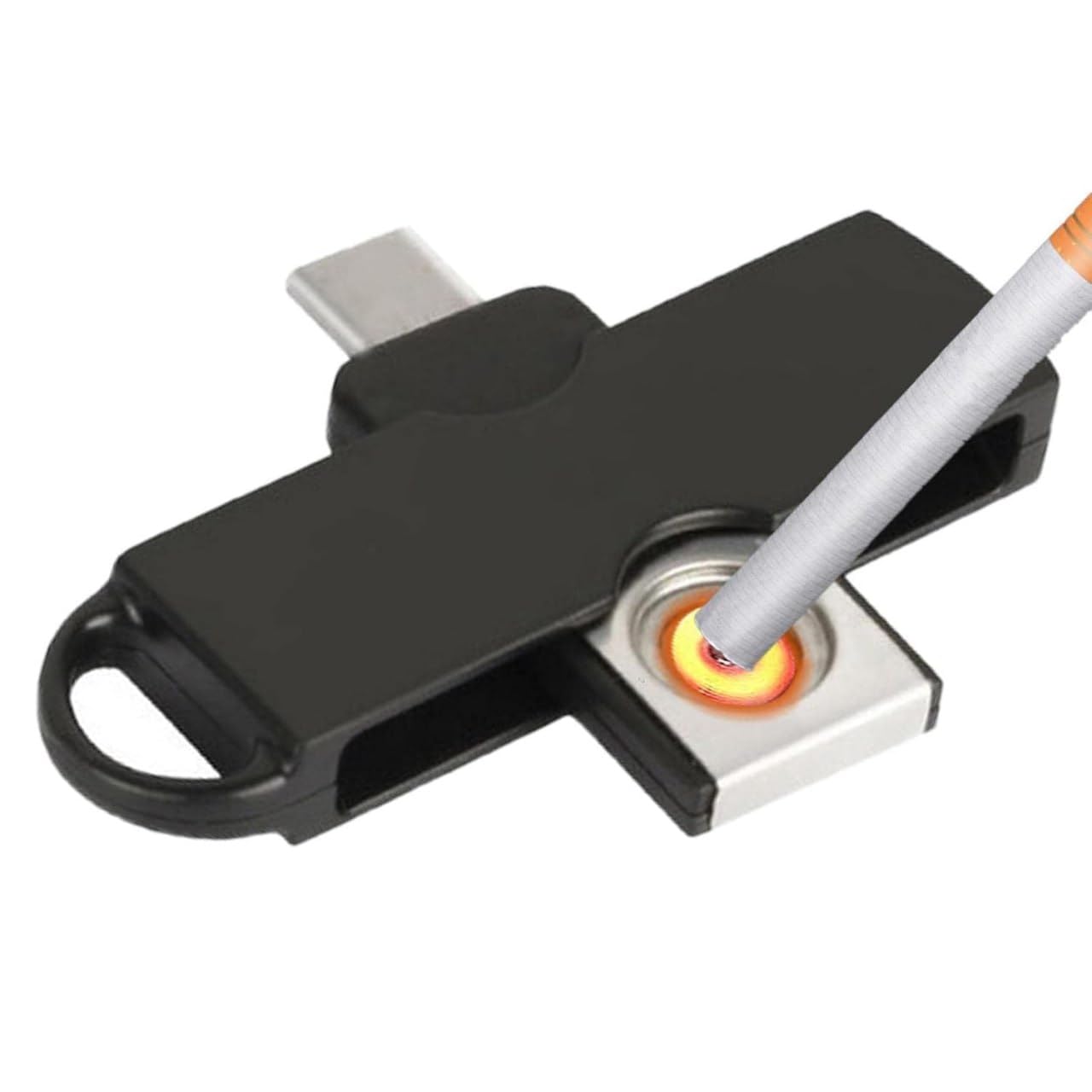 USB Type-C Electric Cigarette Lighter for Android Phones, Plug-in Coil Ignition Device, Black