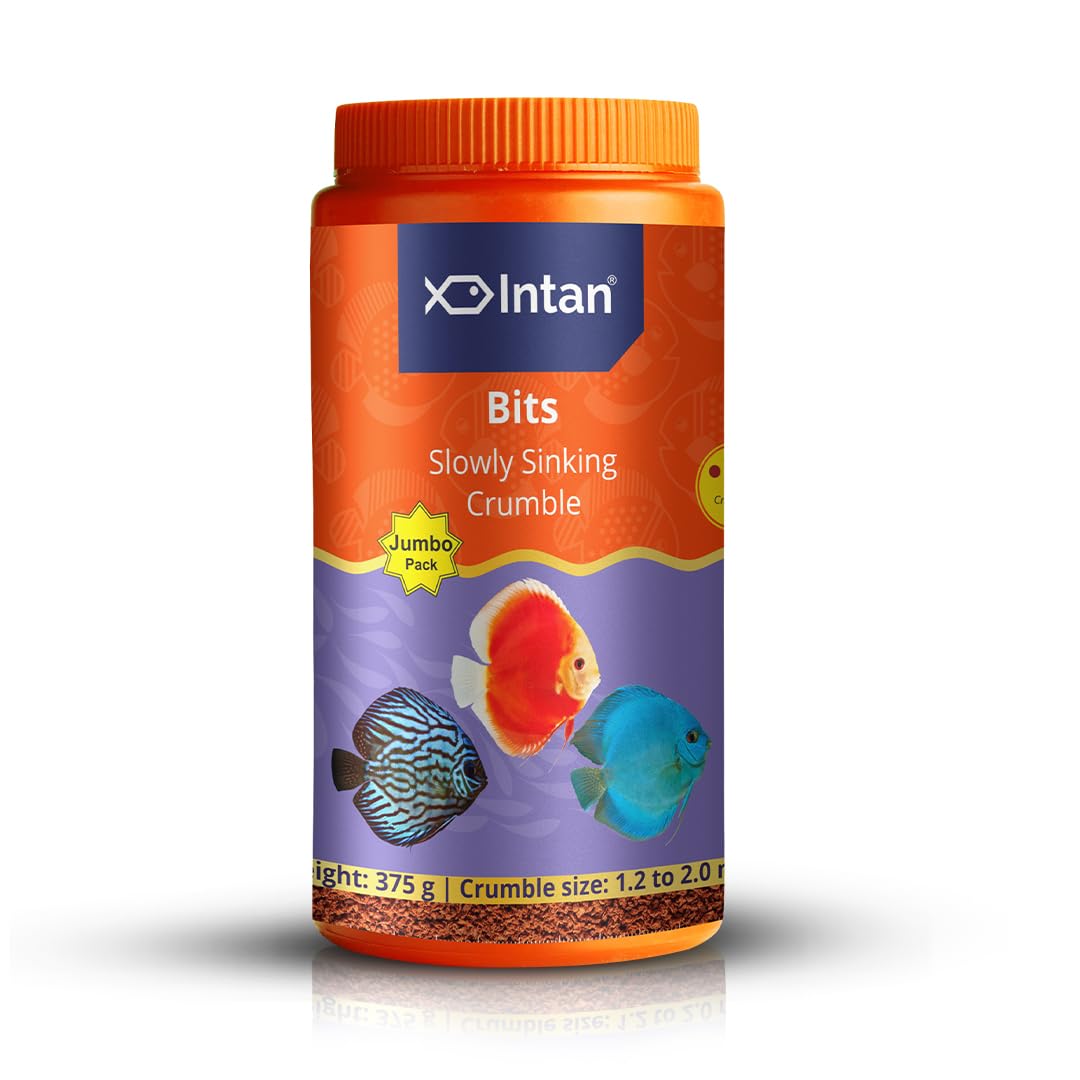 Bits (1.2-2mm Slow Sinking Crushable Crumble) | 375gm - Highly Nutritious Ornamental Fish Food for All - Discus, Danios, Barbs & Rainbow | Growel Feeds