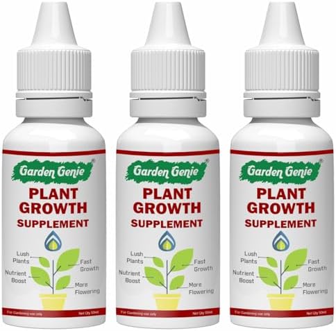 Garden Genie Plant Growth Enhancer Supplement Liquid (50ml x 3) | Fast-Acting Formula, Promotes Healthy Roots & Overall Growth of All Home Garden Plants
