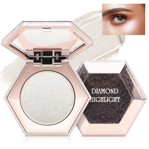 Boobeen Paleta de polvos iluminadores para maquillaje Highlighter, Paleta de polvos iluminadores para la cara y el cuerpo, Iluminador de purpurina de larga duración con espejo, Suavizante