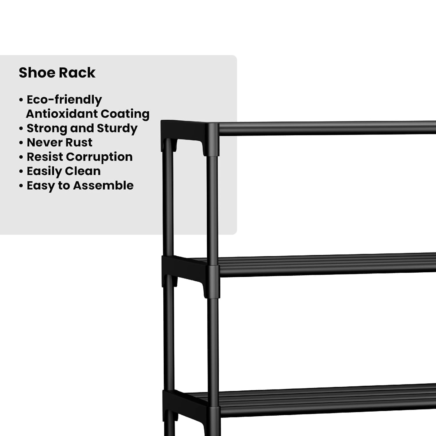 Foldable Plastic Shoe Rack for Home | Multi Layer Shoe Organizer Stand | Space Saving Footwear Storage Rack for Bedroom, Entryway & Living Room | 3/4/5/6 Tier 3