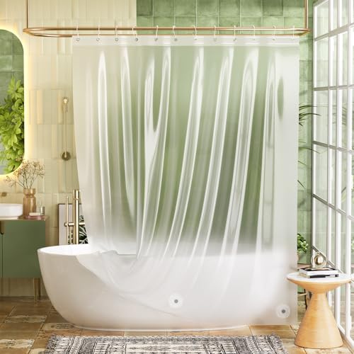 Image of Bathway Shower Curtain Liner, Frosted Shower Curtain Liner 72x72 PEVA Waterproof Shower Curtain Liner Plastic with 3 Magnets and 12 Rustproof Metal Grommets, Lightweight Shower Liner for Bathroom