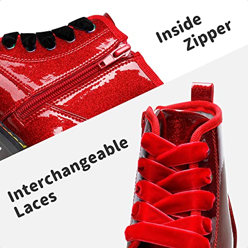 DREAM PAIRS Girls Boys Glitter Ankle Boots Side Zipper Combat Shoes with Lace Up for Toddler/Little Kid/Big Kid4