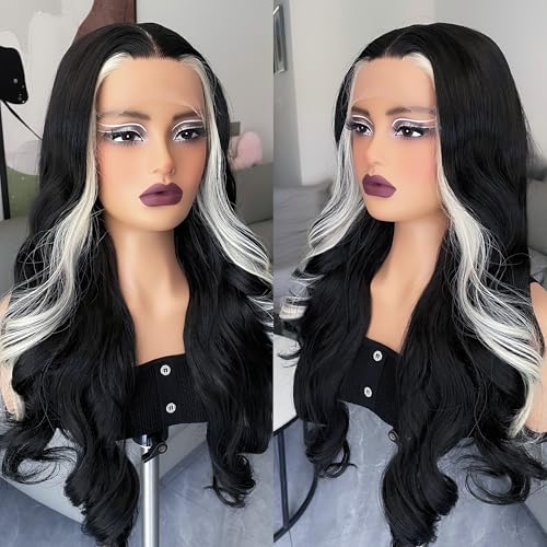 ZAVIDE 13x5x1 Lace Front Wig Skunk Stripe Curly Pre Plucked HD