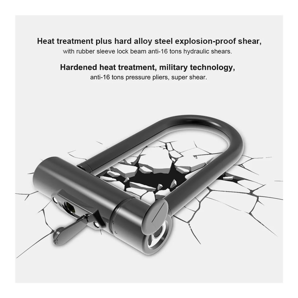 Bloqueo antirrobo for bicicleta eléctrica inteligente, desbloqueo con huella dactilar, bloqueo en forma de U, equipo conducción esencial for cargar Candado para bicicleta