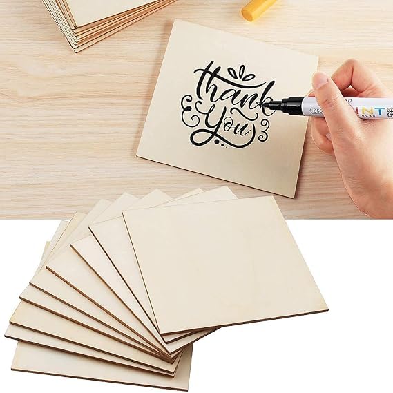 OPIC 24 Pcs Art Craft Coaster 4" Inch Square Shape MDF Coasters Plain Wood Blank Cutouts for Tea Coffee Resin Mandala Arts Work & Decoration | Thickness:2.5 mm-10x10 cm (Square + 24 Pcs)-image-18