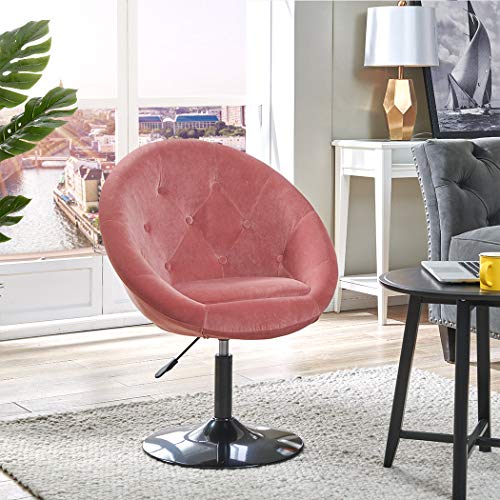 Vanity Stool Chairs,Velvet Makeup Dressing Chair with Modern Stool Adjustable Round Pink - Thumbnail 7