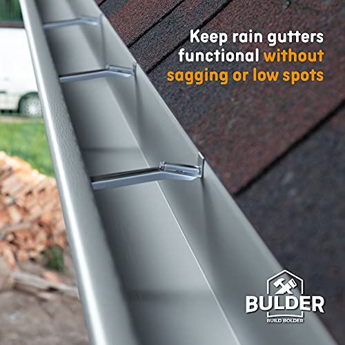 Quick Screw Gutter Hangers 5 Inch- 500 Pack - 5 Inch Gutter Clips with Bonus 6 Inch Drill Bit - Hidden Bracket Clips with Pre-Assembled Screw - Fix Sagging Rain Gutters