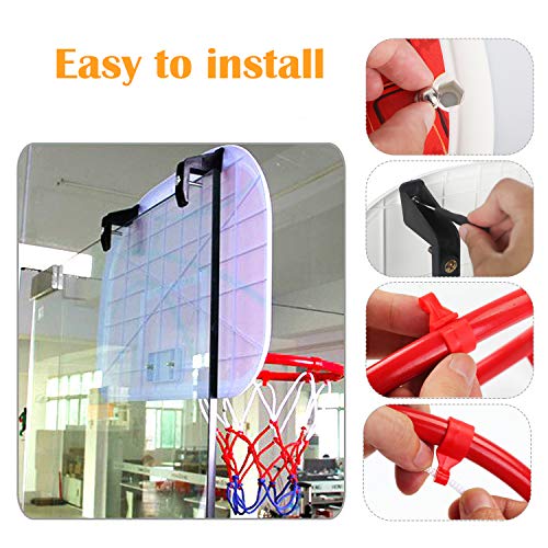 Kids Basketball Hoop - Mini Hanging Wall Basketball Backboard with Pump and Ball Indoor Outdoor Toy Set for Boys Age 3 4 5 - Thumbnail 6