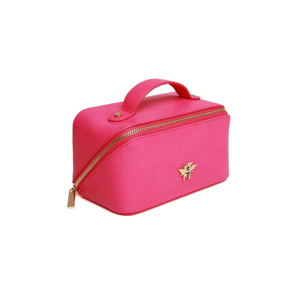 Alice Wheeler Luxury Beauty Case by London Train Case Vanity Kulturbeutel Schminkkoffer für Damen Mini, hot pink, Mini, Weiche Seiten