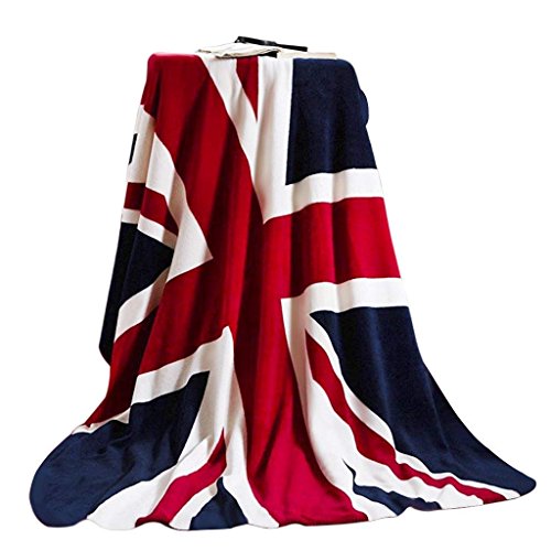 Couverture Plaid Flanelle Couverture Microfibre Couvre-Lit Chaud Union Jack Drapeau Plaids Polaire Voyage Antibactériennes Doux au Toucher Confortable pour Canapé Lit Fauteuil Chaise 150*200CM