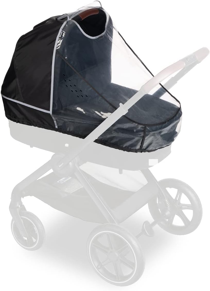 Hauck Universal Rain Cover Pram Baby Cot, Reflective Border, Contact Window, Good Air Circulation, Easy Attachment, Compatible with Hauck Runner Series, Transparent